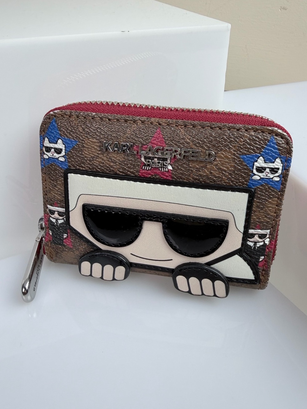 Karl Lagerfeld Paris ID Credit Card Holder Zip Around Closure Wallet Choupette - Picture 9 of 9